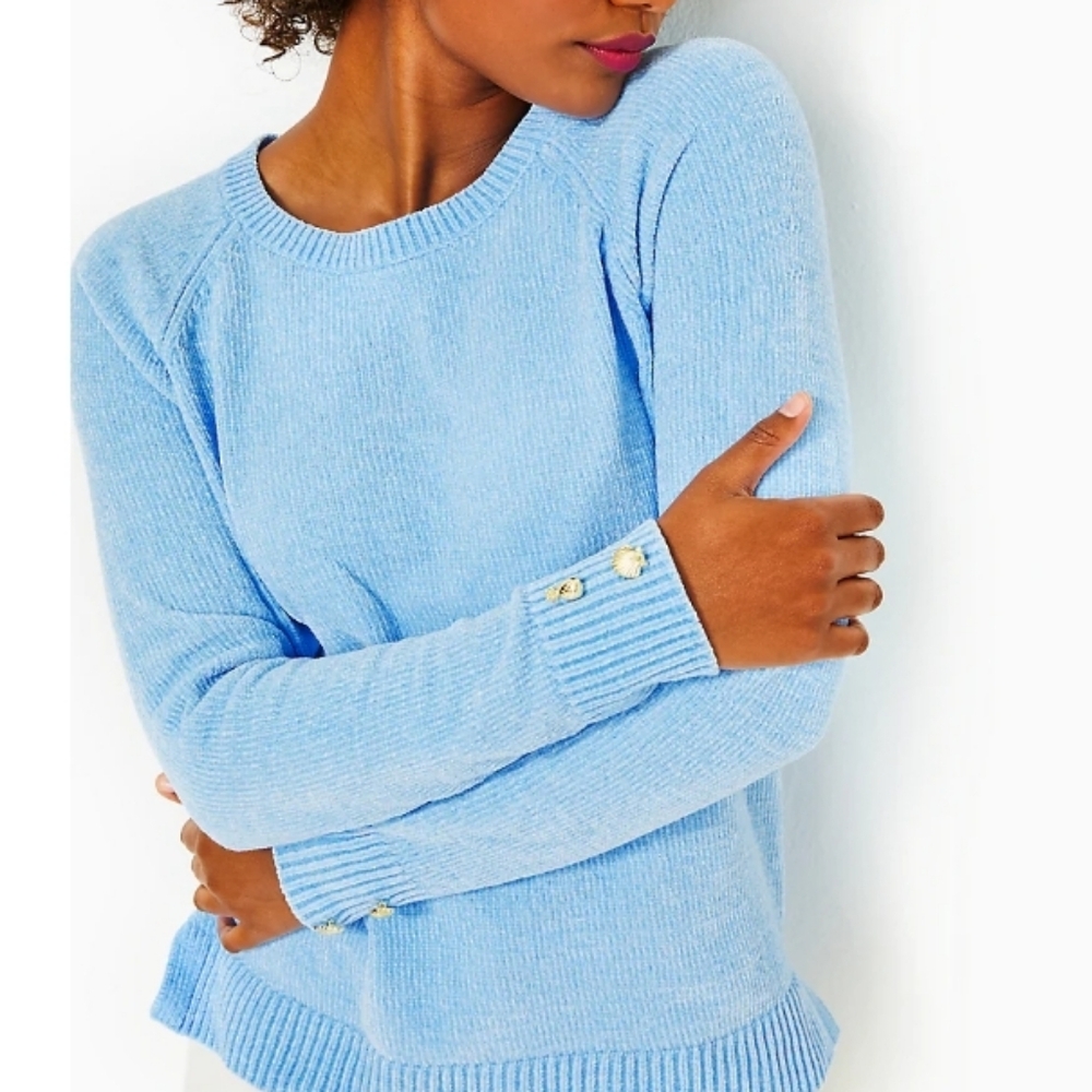 lilly pulitzer ♡ praxon sweater bon bon blue medium coastal island beach spring